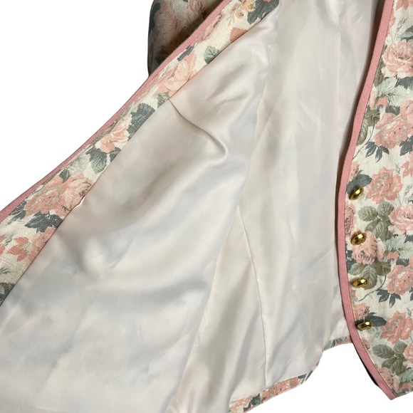 MEICO Landhaus Look Vintage Floral Linen Women’s Blazer Large - Picture 3 of 7